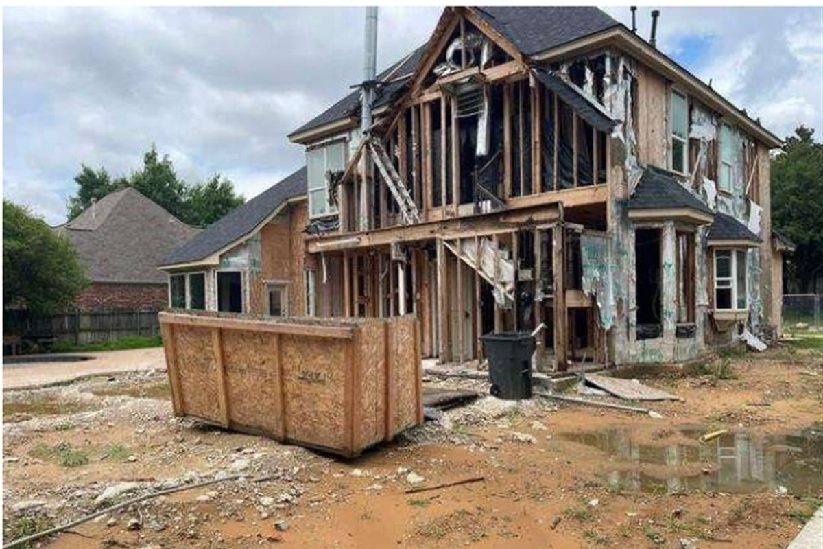 The home gutted to the framing after the fire
